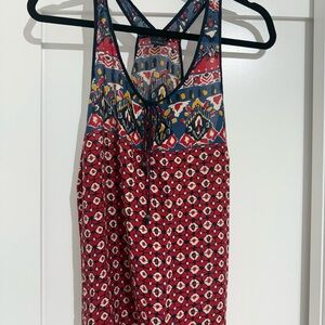 Lucky Brand Blue and Red Patterned Tank Top